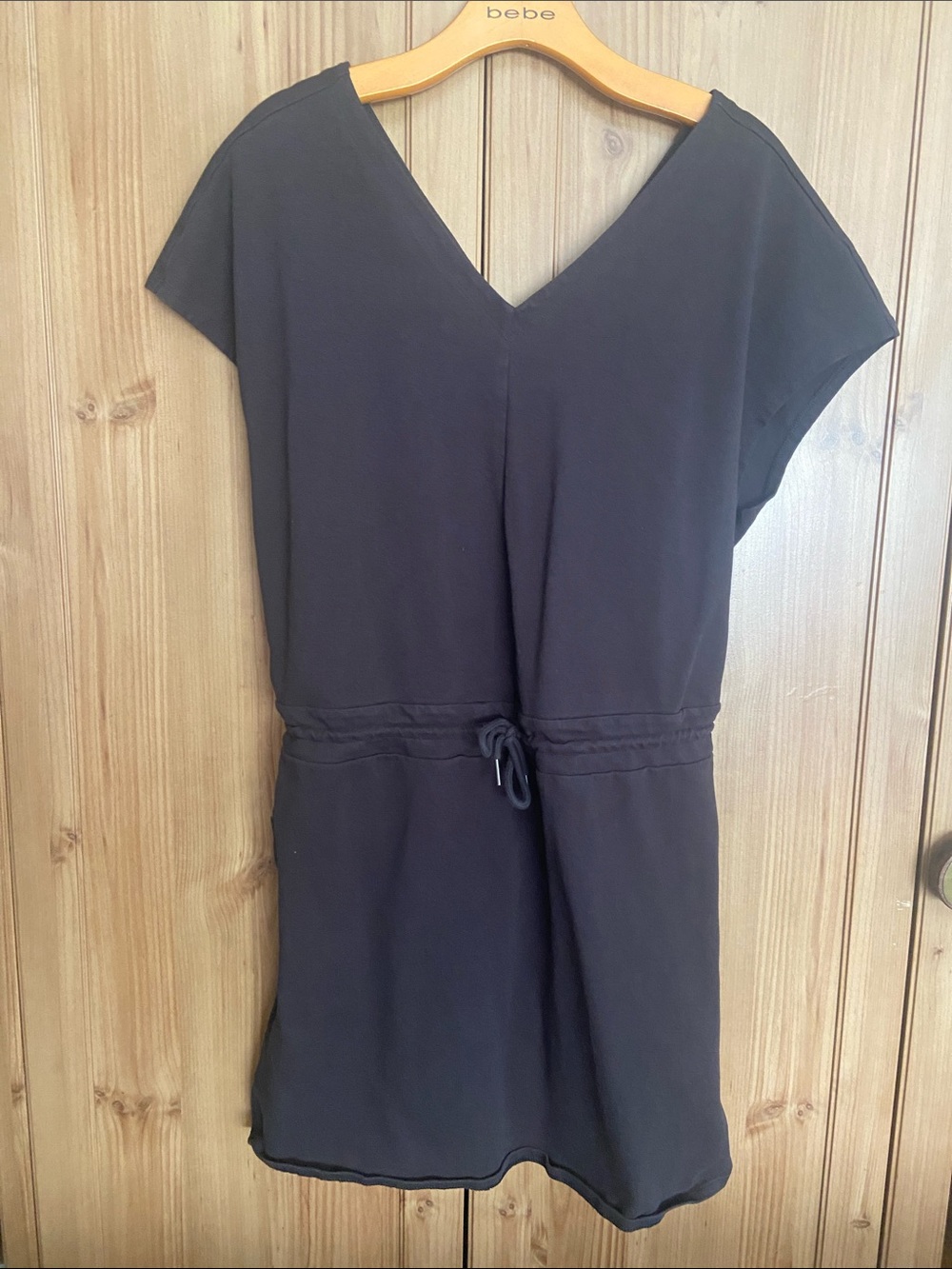 Patagonia Black V-Neck Short Sleeve Drawstring Romper Dress XL GUC